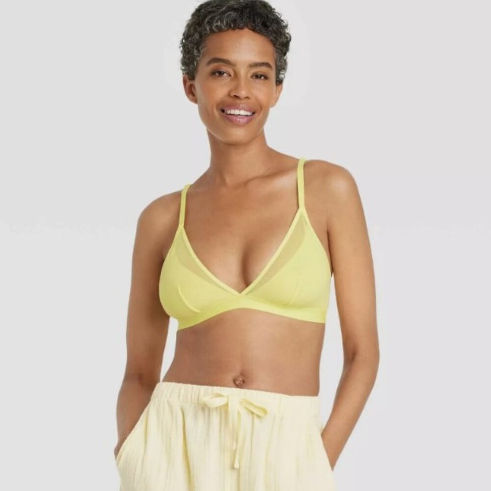 Auden | Mesh Pullover Bralette in LEMON Size M